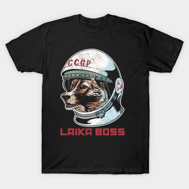 Laika Boss Cosmonaut Space Dog T-Shirt by ThreadWeird Apparel Company